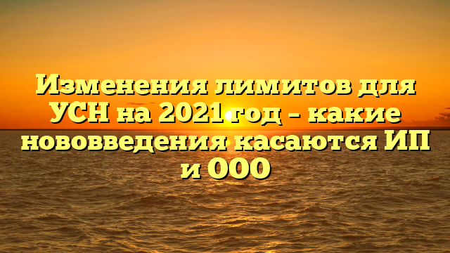 Изменения лимитов для УСН на 2021 год – какие нововведения касаются ИП и ООО