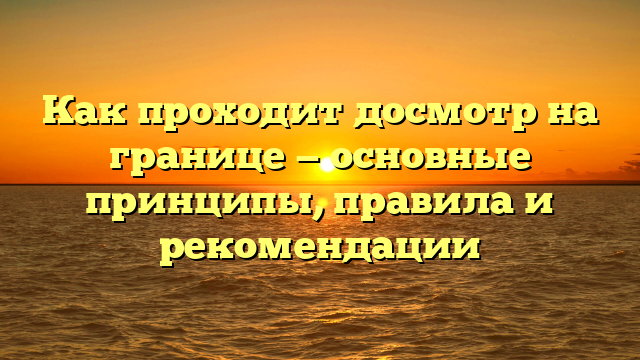 Как проходит досмотр на границе — основные принципы, правила и рекомендации