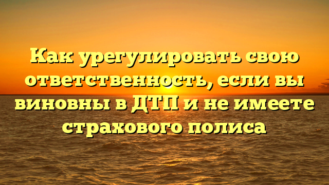 Как урегулировать свою ответственность, если вы виновны в ДТП и не имеете страхового полиса