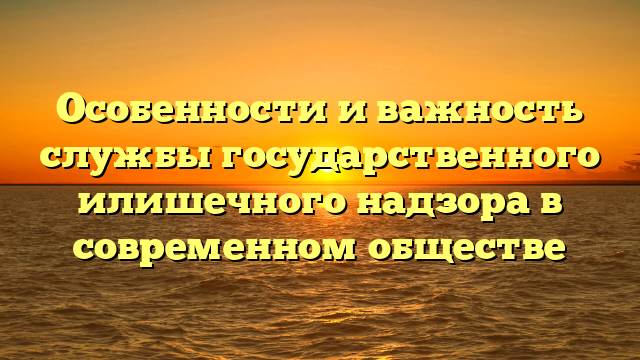 Особенности и важность службы государственного илишечного надзора в современном обществе