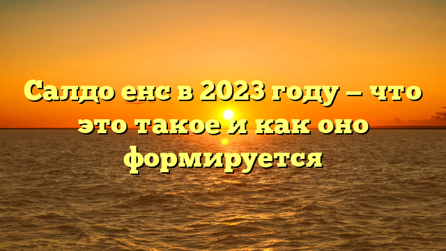 Салдо енс в 2023 году — что это такое и как оно формируется