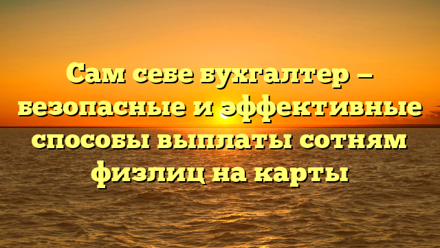 Сам себе бухгалтер — безопасные и эффективные способы выплаты сотням физлиц на карты