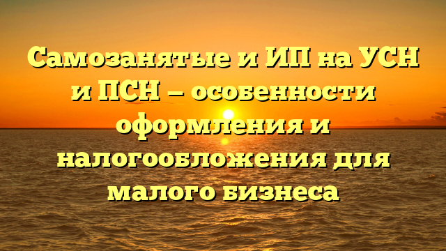 Самозанятые и ИП на УСН и ПСН — особенности оформления и налогообложения для малого бизнеса