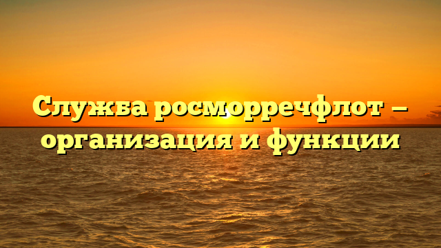 Служба росморречфлот — организация и функции