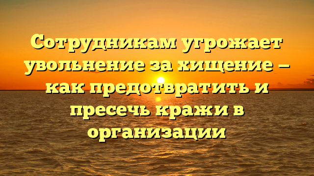 Сотрудникам угрожает увольнение за хищение — как предотвратить и пресечь кражи в организации