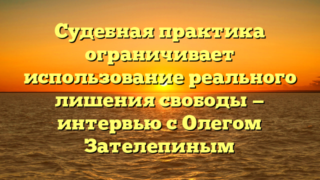 Судебная практика ограничивает использование реального лишения свободы — интервью с Олегом Зателепиным