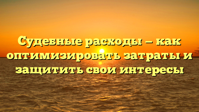 Судебные расходы — как оптимизировать затраты и защитить свои интересы