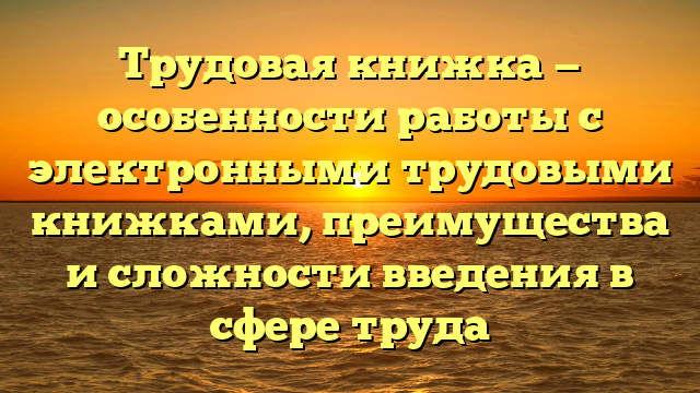 Трудовая книжка — особенности работы с электронными трудовыми книжками, преимущества и сложности введения в сфере труда