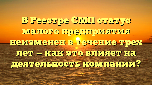 В Реестре СМП статус малого предприятия неизменен в течение трех лет — как это влияет на деятельность компании?