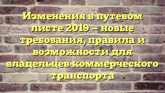 Изменения в путевом листе 2019 — новые требования, правила и возможности для владельцев коммерческого транспорта