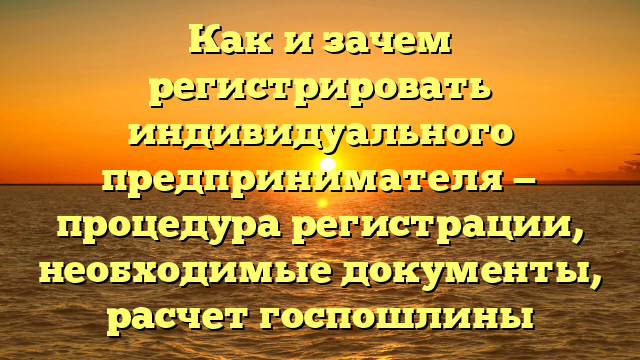 Как и зачем регистрировать индивидуального предпринимателя — процедура регистрации, необходимые документы, расчет госпошлины