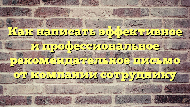 Как написать эффективное и профессиональное рекомендательное письмо от компании сотруднику