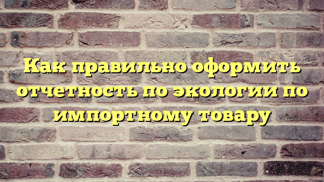 Как правильно оформить отчетность по экологии по импортному товару