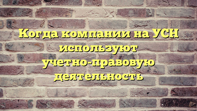 Когда компании на УСН используют учетно-правовую деятельность