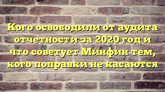 Кого освободили от аудита отчетности за 2020 год и что советует Минфин тем, кого поправки не касаются