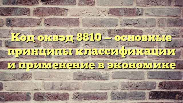 Код оквэд 8810 — основные принципы классификации и применение в экономике