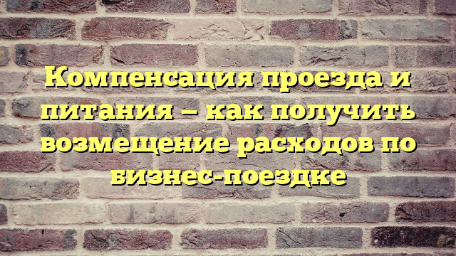 Компенсация проезда и питания — как получить возмещение расходов по бизнес-поездке