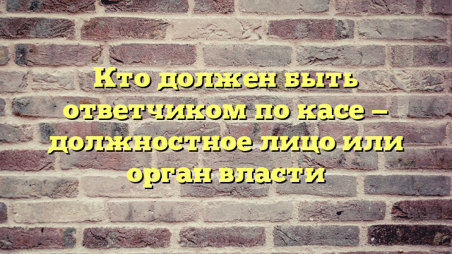 Кто должен быть ответчиком по касе — должностное лицо или орган власти