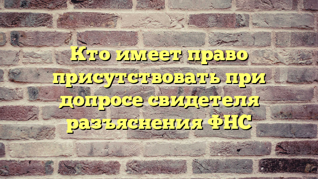 Кто имеет право присутствовать при допросе свидетеля разъяснения ФНС
