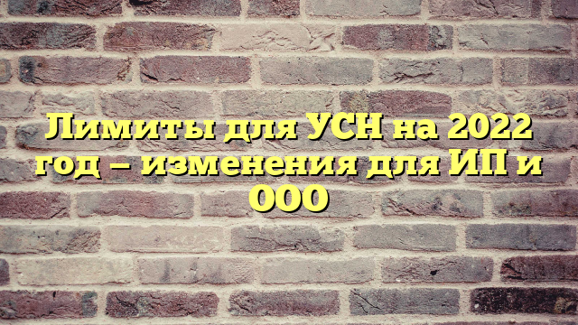 Лимиты для УСН на 2022 год — изменения для ИП и ООО