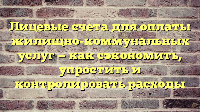 Лицевые счета для оплаты жилищно-коммунальных услуг — как сэкономить, упростить и контролировать расходы