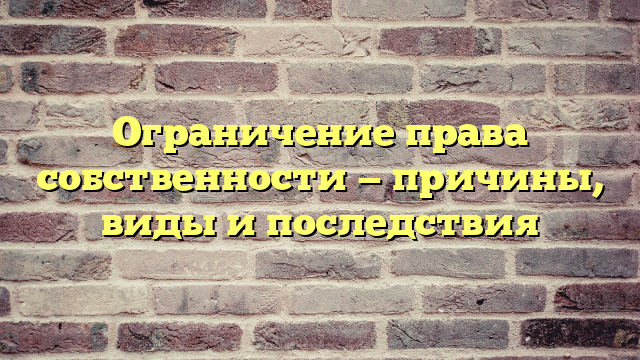 Ограничение права собственности — причины, виды и последствия