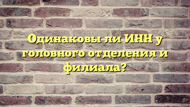 Одинаковы ли ИНН у головного отделения и филиала?