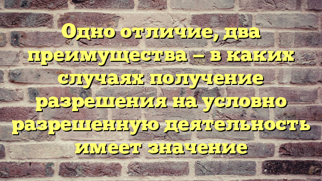 Одно отличие, два преимущества — в каких случаях получение разрешения на условно разрешенную деятельность имеет значение