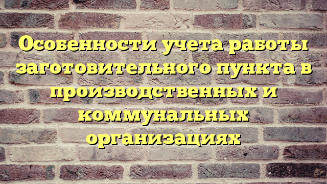 Особенности учета работы заготовительного пункта в производственных и коммунальных организациях
