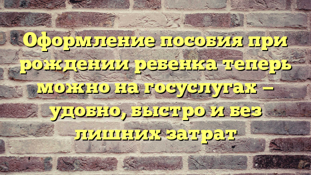 Оформление пособия при рождении ребенка теперь можно на госуслугах — удобно, быстро и без лишних затрат