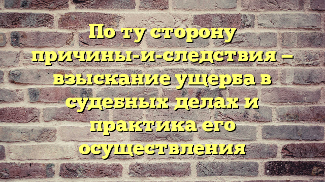 По ту сторону причины-и-следствия — взыскание ущерба в судебных делах и практика его осуществления