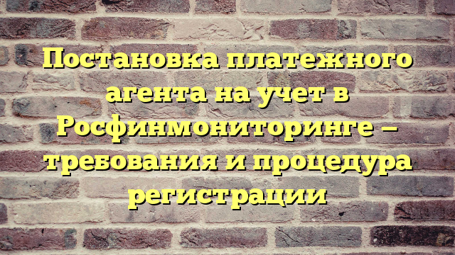 Постановка платежного агента на учет в Росфинмониторинге — требования и процедура регистрации