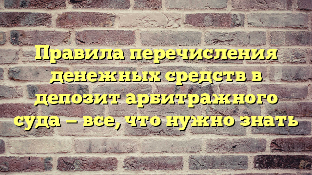 Правила перечисления денежных средств в депозит арбитражного суда — все, что нужно знать