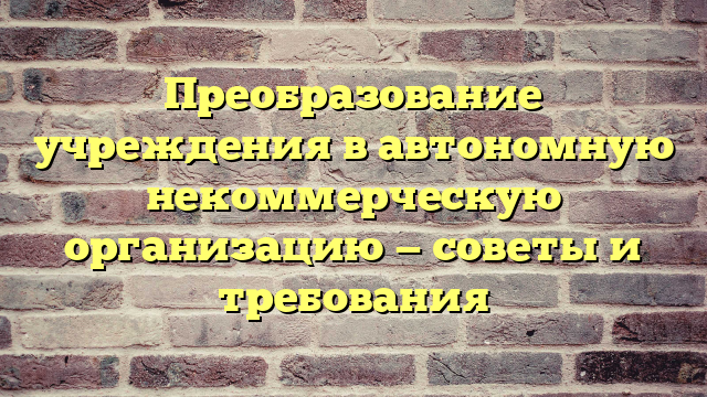 Преобразование учреждения в автономную некоммерческую организацию — советы и требования