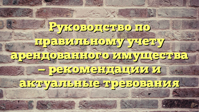 Руководство по правильному учету арендованного имущества — рекомендации и актуальные требования