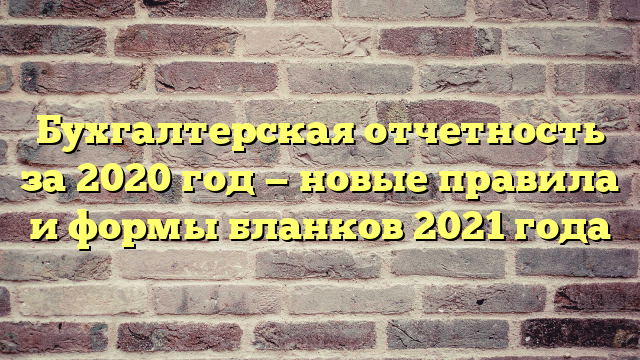 Бухгалтерская отчетность за 2020 год — новые правила и формы бланков 2021 года