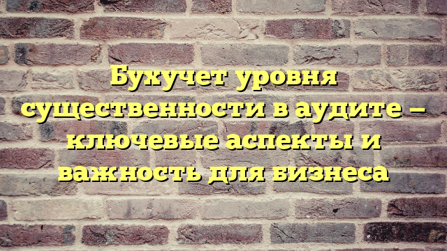 Бухучет уровня существенности в аудите — ключевые аспекты и важность для бизнеса