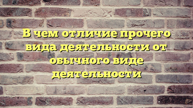 В чем отличие прочего вида деятельности от обычного виде деятельности