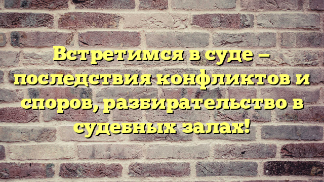 Встретимся в суде — последствия конфликтов и споров, разбирательство в судебных залах!