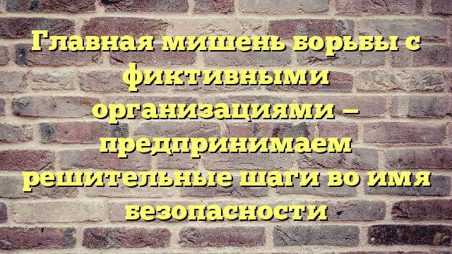 Главная мишень борьбы с фиктивными организациями — предпринимаем решительные шаги во имя безопасности