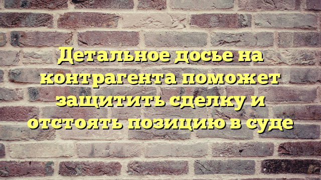 Детальное досье на контрагента поможет защитить сделку и отстоять позицию в суде