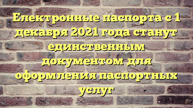 Електронные паспорта с 1 декабря 2021 года станут единственным документом для оформления паспортных услуг