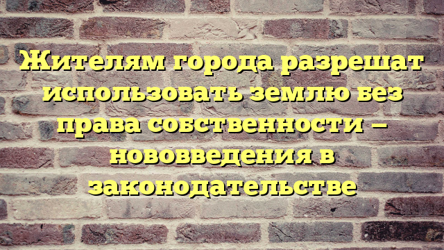Жителям города разрешат использовать землю без права собственности — нововведения в законодательстве