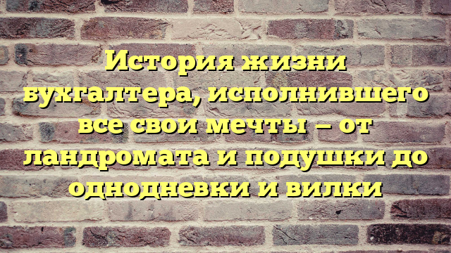 История жизни бухгалтера, исполнившего все свои мечты — от ландромата и подушки до однодневки и вилки