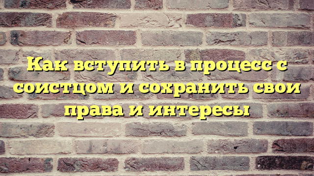Как вступить в процесс с соистцом и сохранить свои права и интересы