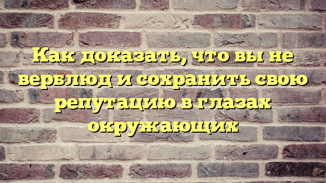 Как доказать, что вы не верблюд и сохранить свою репутацию в глазах окружающих