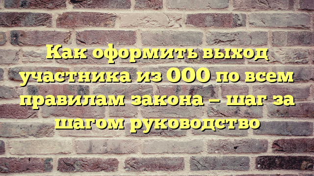 Как оформить выход участника из ООО по всем правилам закона — шаг за шагом руководство