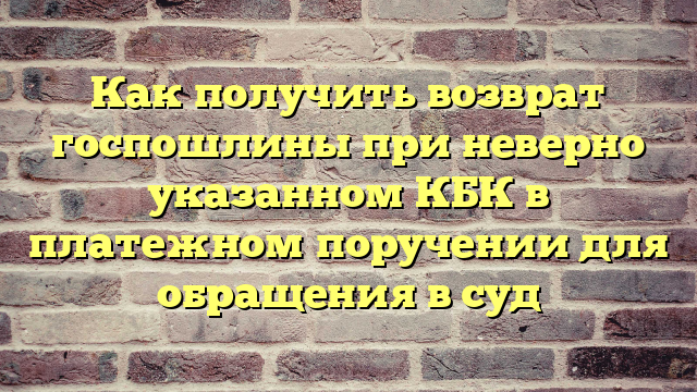 Как получить возврат госпошлины при неверно указанном КБК в платежном поручении для обращения в суд