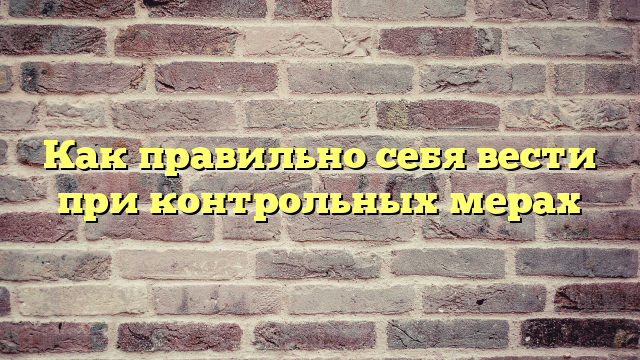 Как правильно себя вести при контрольных мерах