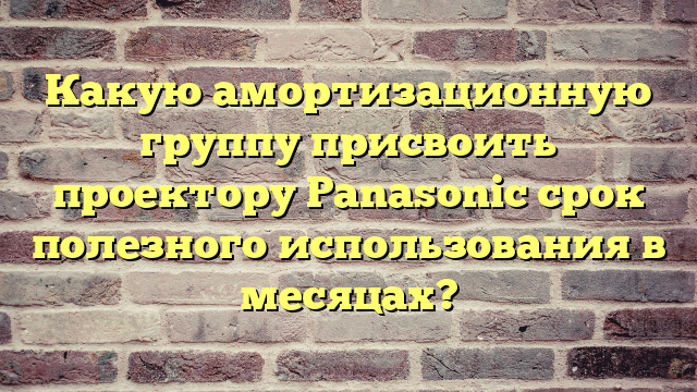Какую амортизационную группу присвоить проектору Panasonic срок полезного использования в месяцах?
